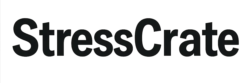 Stresscrate brand logo in black – modern design representing EDC, DIY, and tech-based stress relief toys