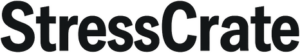 Stresscrate brand logo in black – modern design representing EDC, DIY, and tech-based stress relief toys