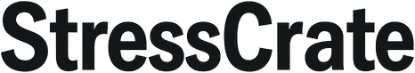 Stresscrate brand logo in black – modern design representing EDC, DIY, and tech-based stress relief toys