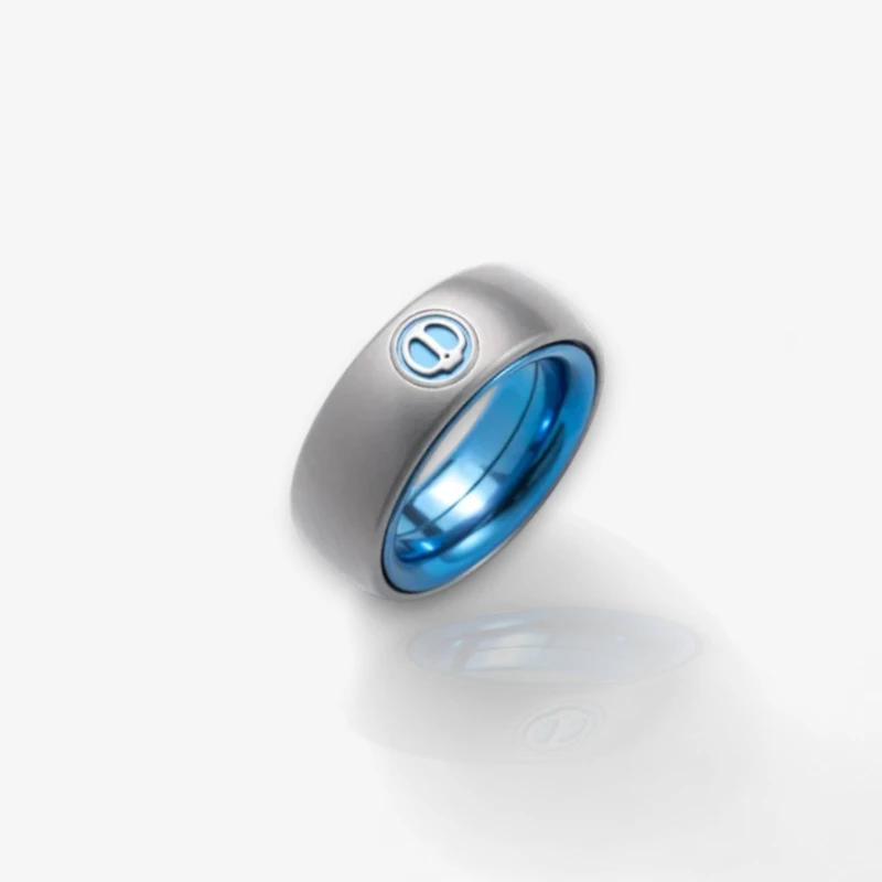 Spy Wars Fidget Ring Mechanic-I by StressCrate – titanium blue inner core magnetic fidget ring for stress relief and focus